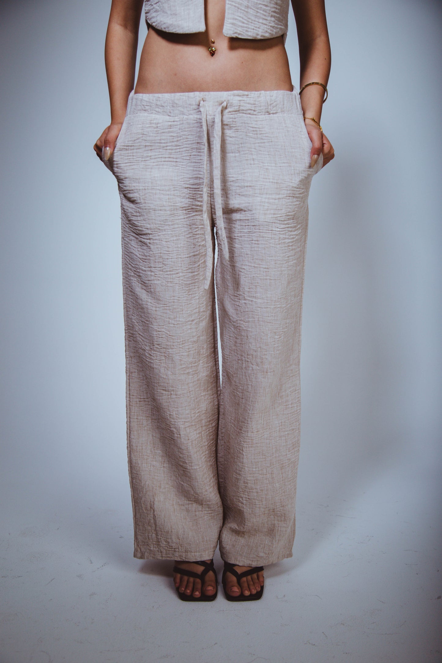 W Beige Linen Pants