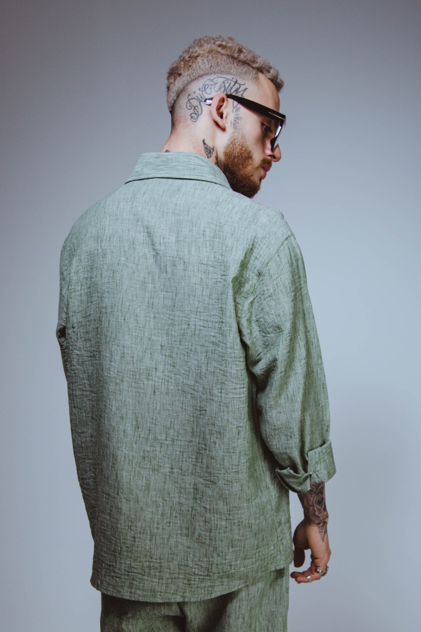 Olive Green Linen Shirt