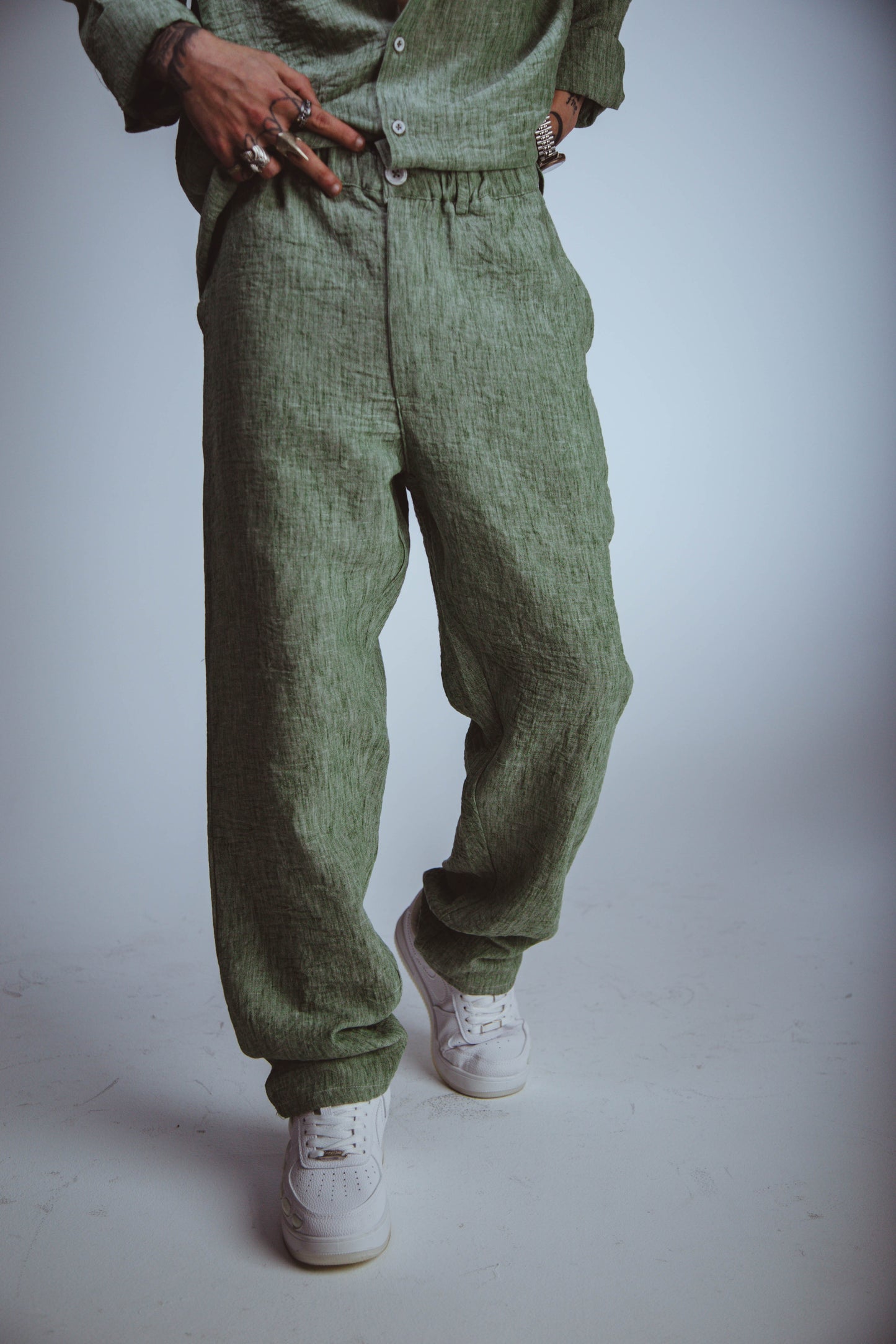 M Olive Green Linen Pants
