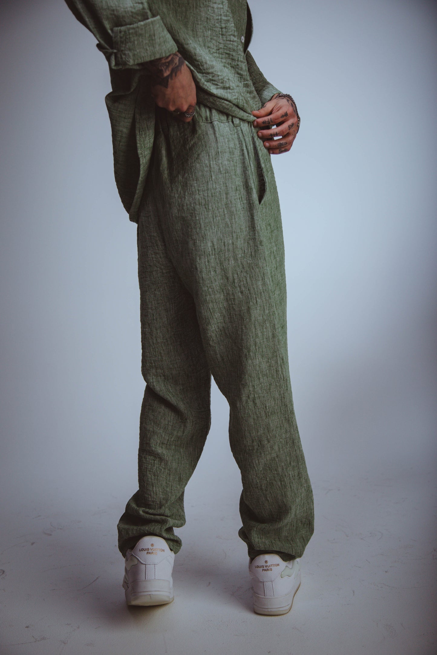 M Olive Green Linen Pants