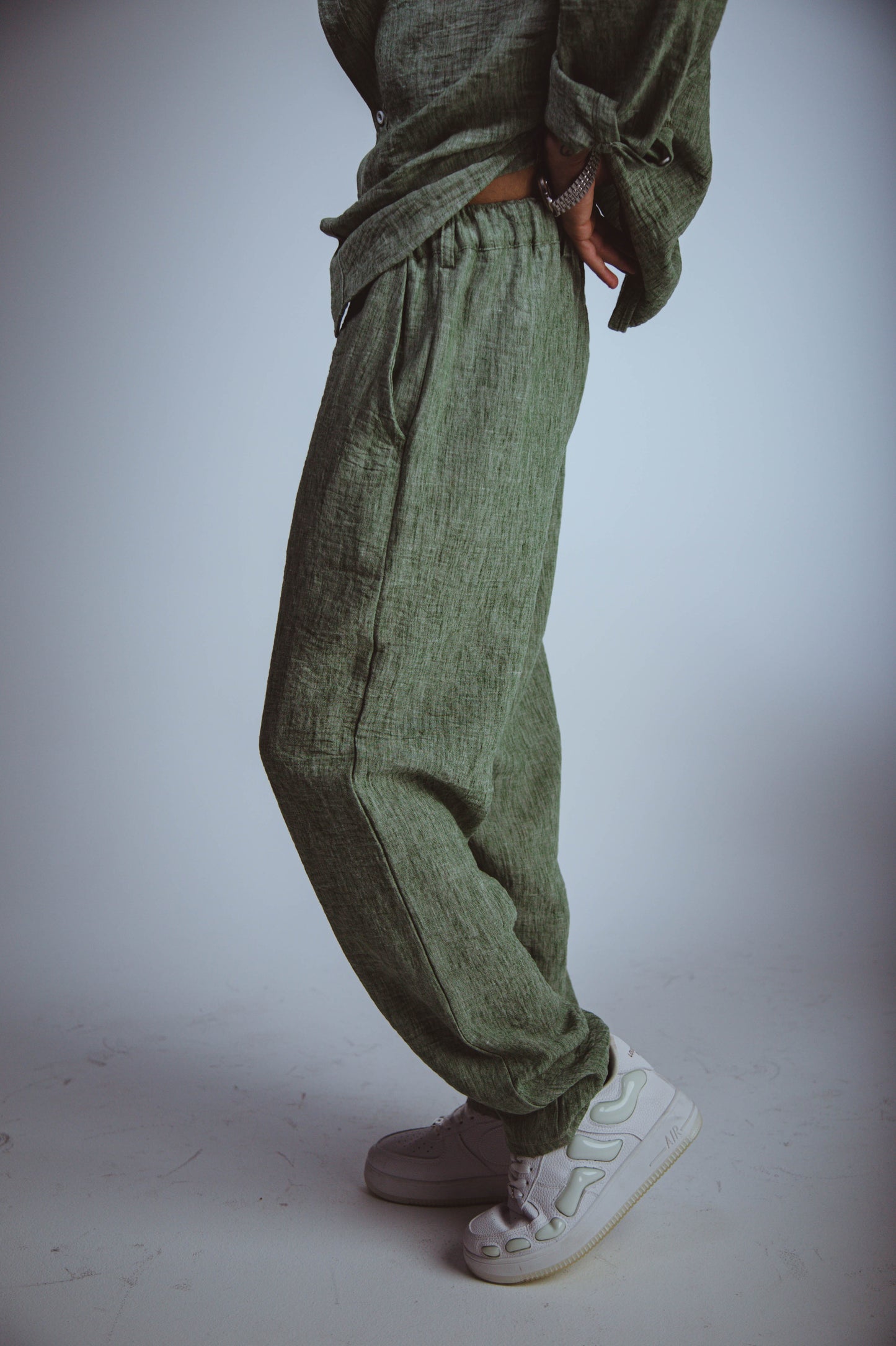 M Olive Green Linen Pants