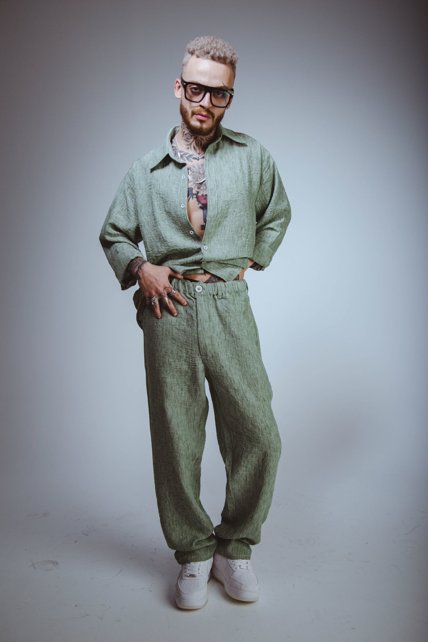 M Olive Green Linen Pants