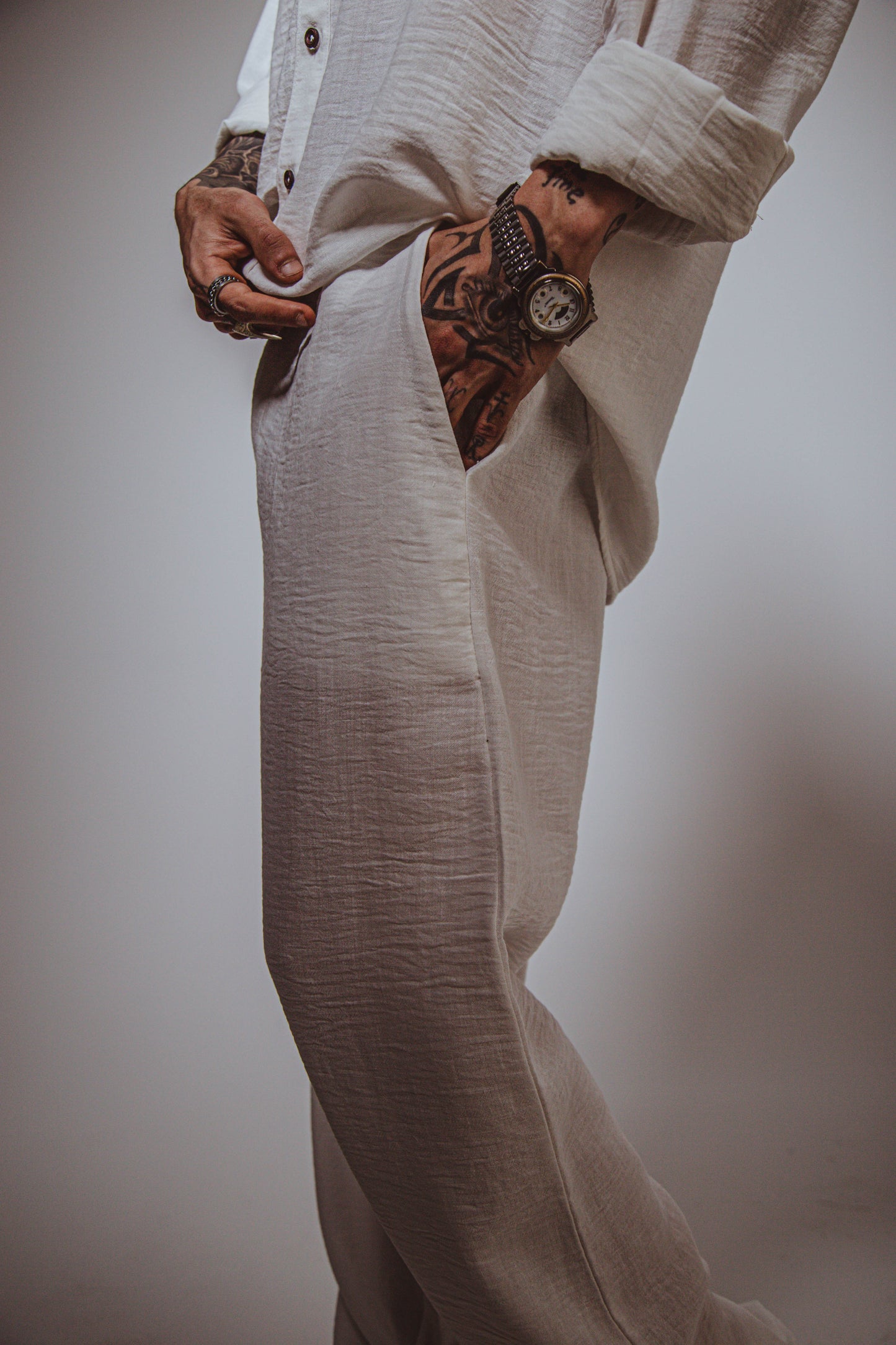 M White Linen Pants