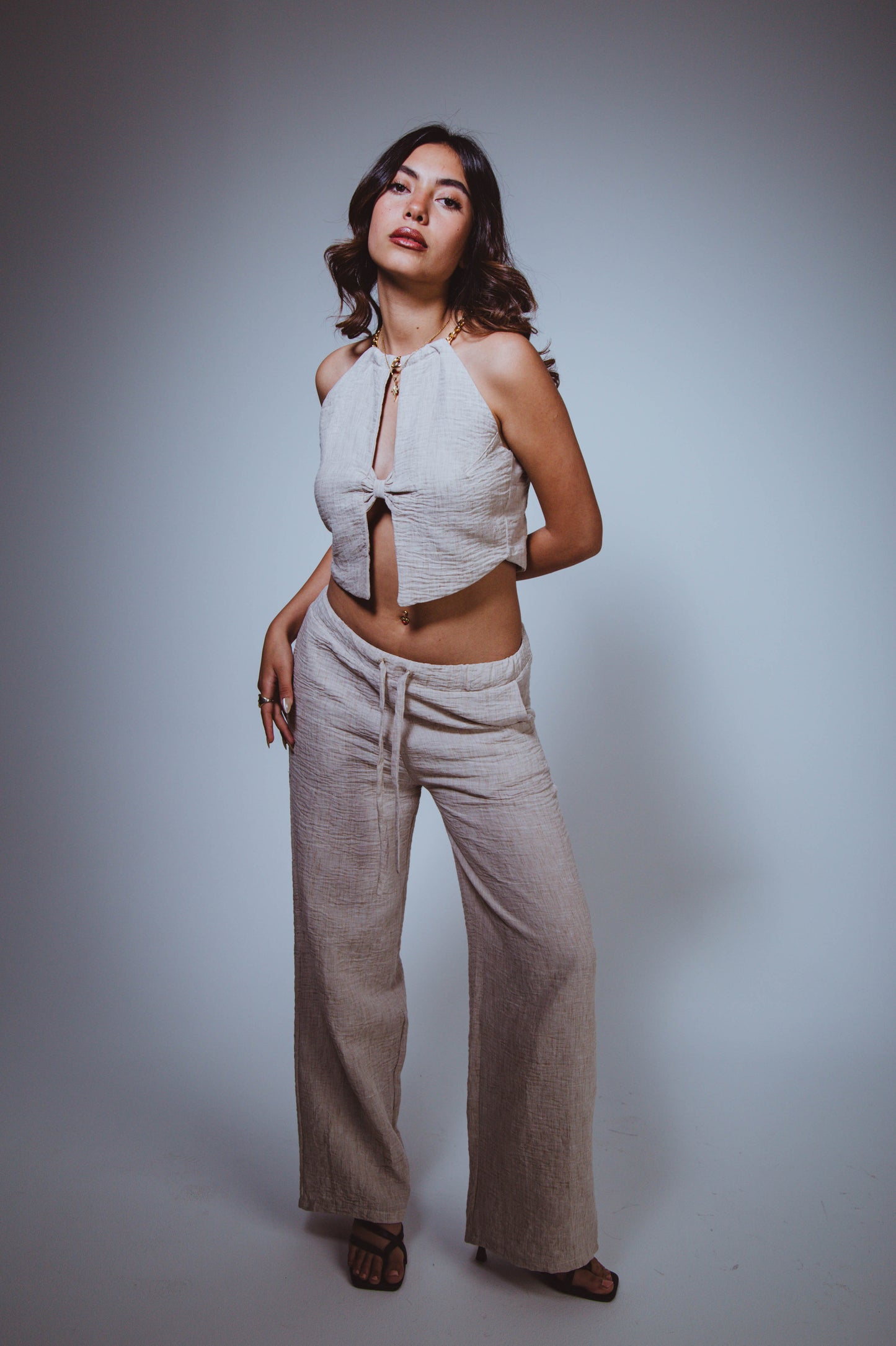 W Beige Linen Pants