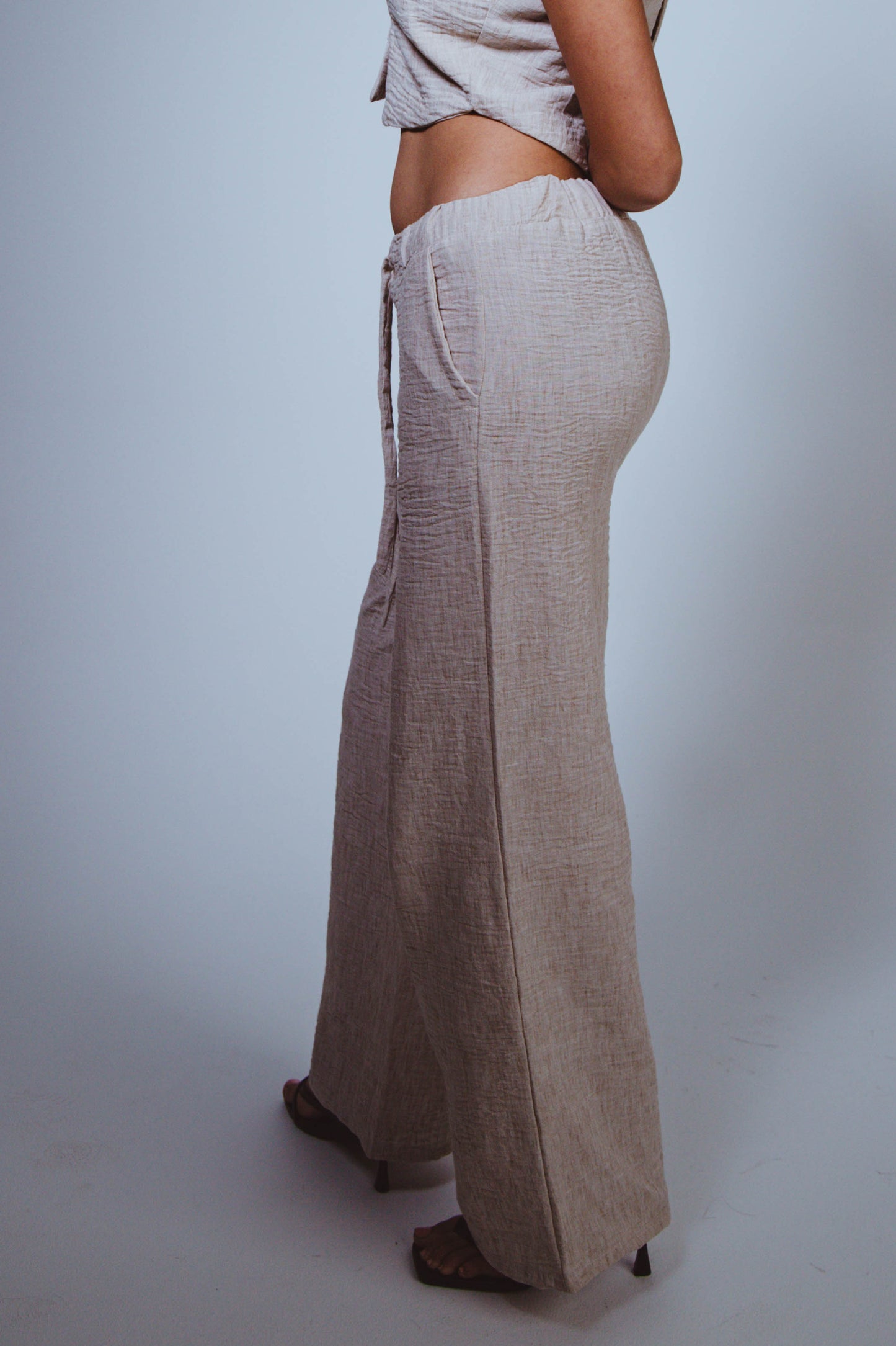 W Beige Linen Pants