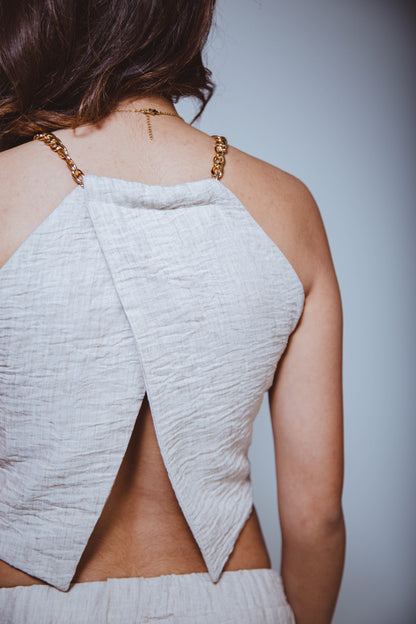 Beige Linen Chain Top
